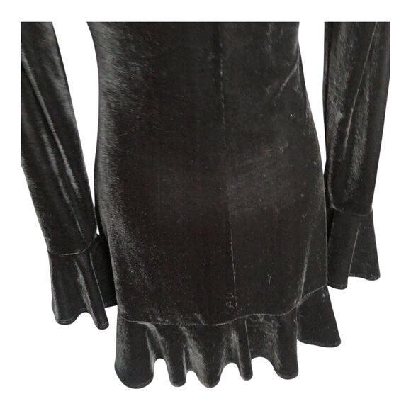 Lovers + Friends Velvet Long Sleeve Simone Ruffle‎ Cocktail Party Mini Dress M - Picture 8 of 10